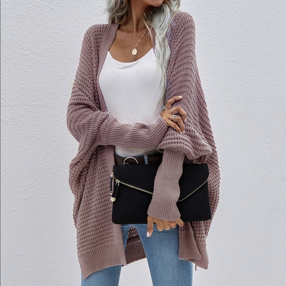 Bat Sleeves Loose Fit Cardigan Taro - Picture 2 of 6